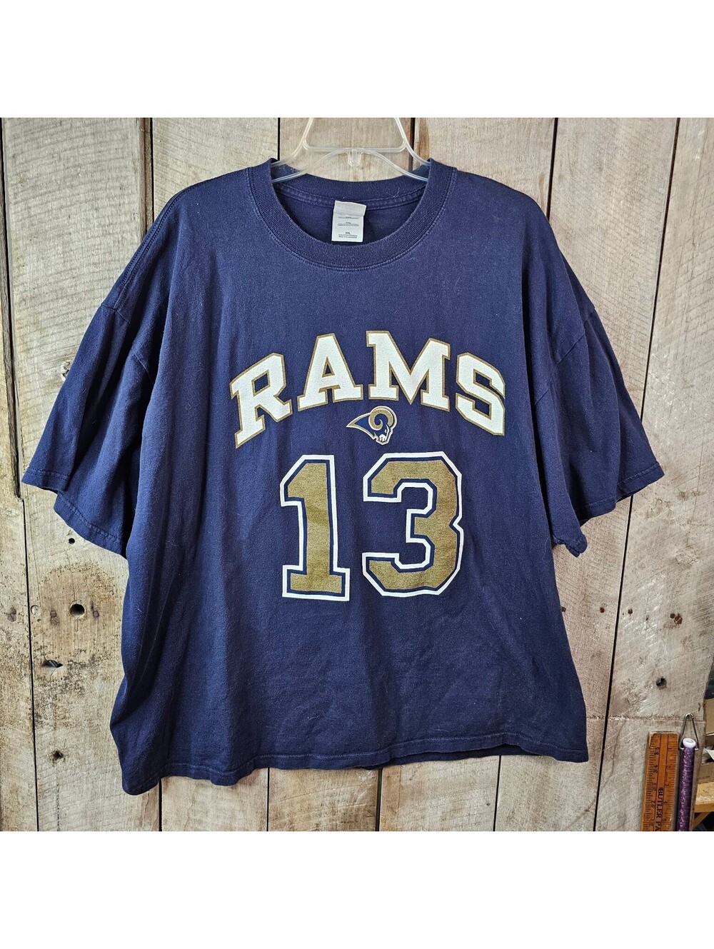 Vintage 2002 NFL St. Louis Rams Kurt Warner #13 Gildan T-Shirt Men's XXL Blue